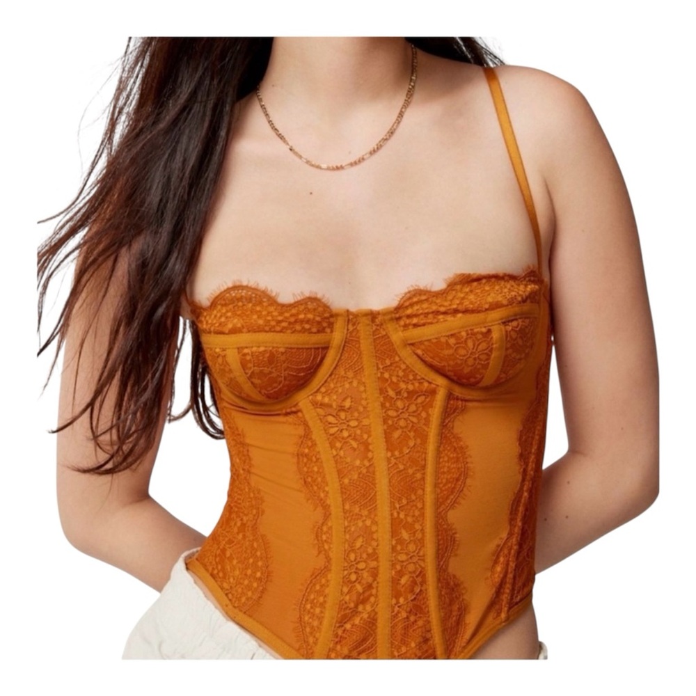 Urban Outfitters Out from Under Modern Love Corset‎ Top Rust Orange Size Medium